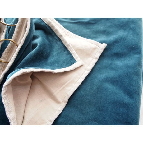 en fil d'Indienne カーテン Velour Blue 130x280