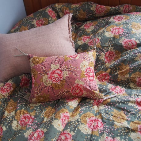 en fil d'Indienne クッションカバー Bloom  pink 25x35【中材あり】