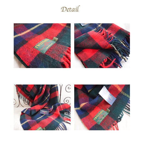 Tweedmill ツイードミル Traditional tartan throw 70x183 red