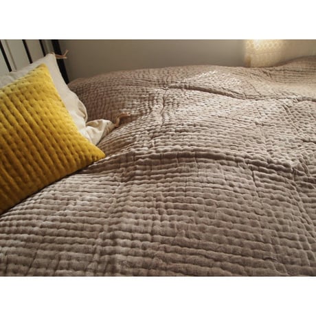 en fil d'Indienne マルチキルトカバー Vague Beige 160x160