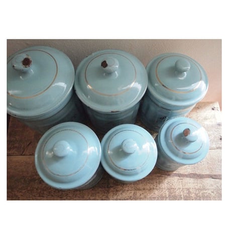 ブロカント Enamel canister6セット エナメル　キャニスター