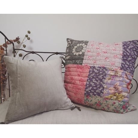 【ネコポス対応可】/en fil d'Indienne クッションカバー Vague Beige type2 45x45【中材なし】