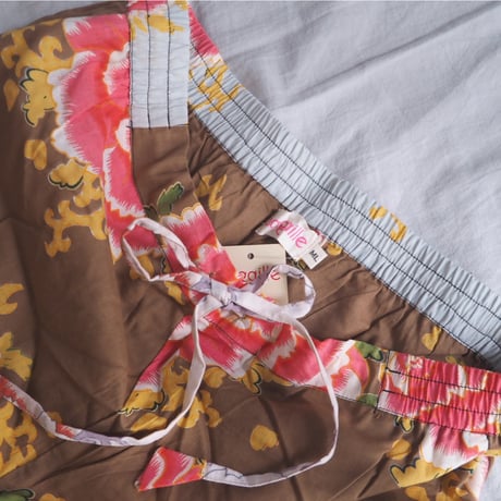 bagaille バガイユ コットンルームパンツ ボタン柄 brown