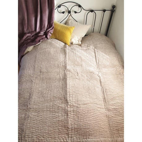 en fil d'Indienne マルチキルトカバー Vague Beige 160x160