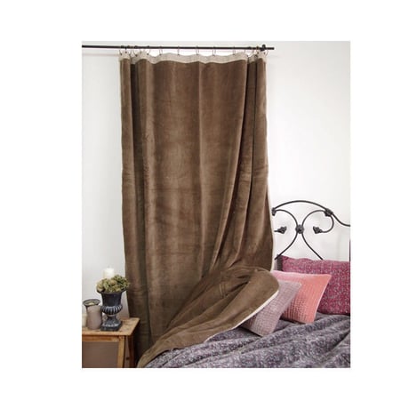 en fil d'Indienne カーテン Velour brown130x280