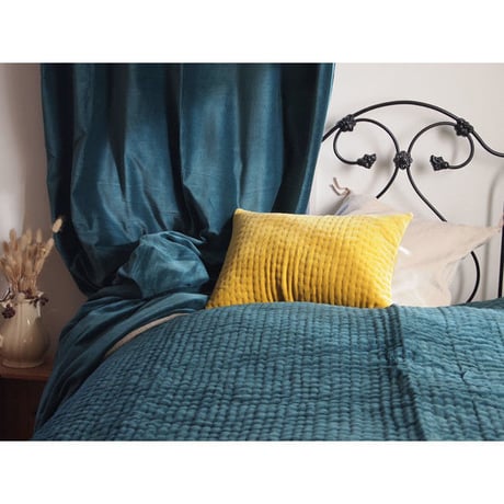 en fil d'Indienne カーテン Velour Blue 130x280