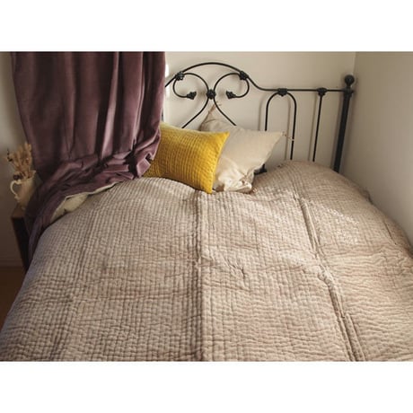 en fil d'Indienne マルチキルトカバー Vague Beige 160x160