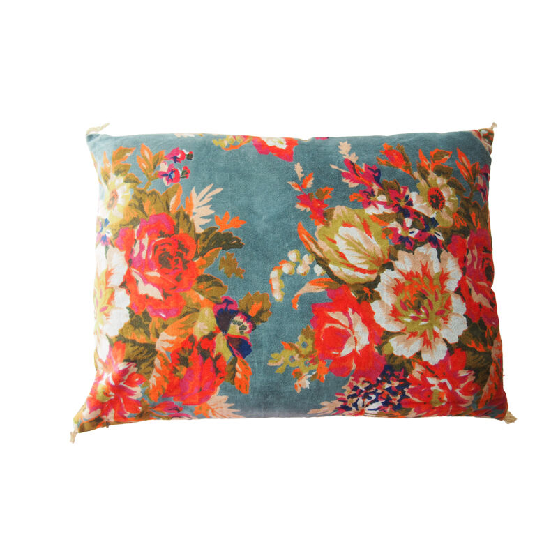 bagaille バガイユ クッションカバー velour big flower greeny