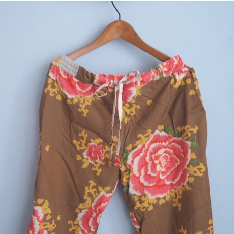 bagaille バガイユ コットンルームパンツ ボタン柄 brown