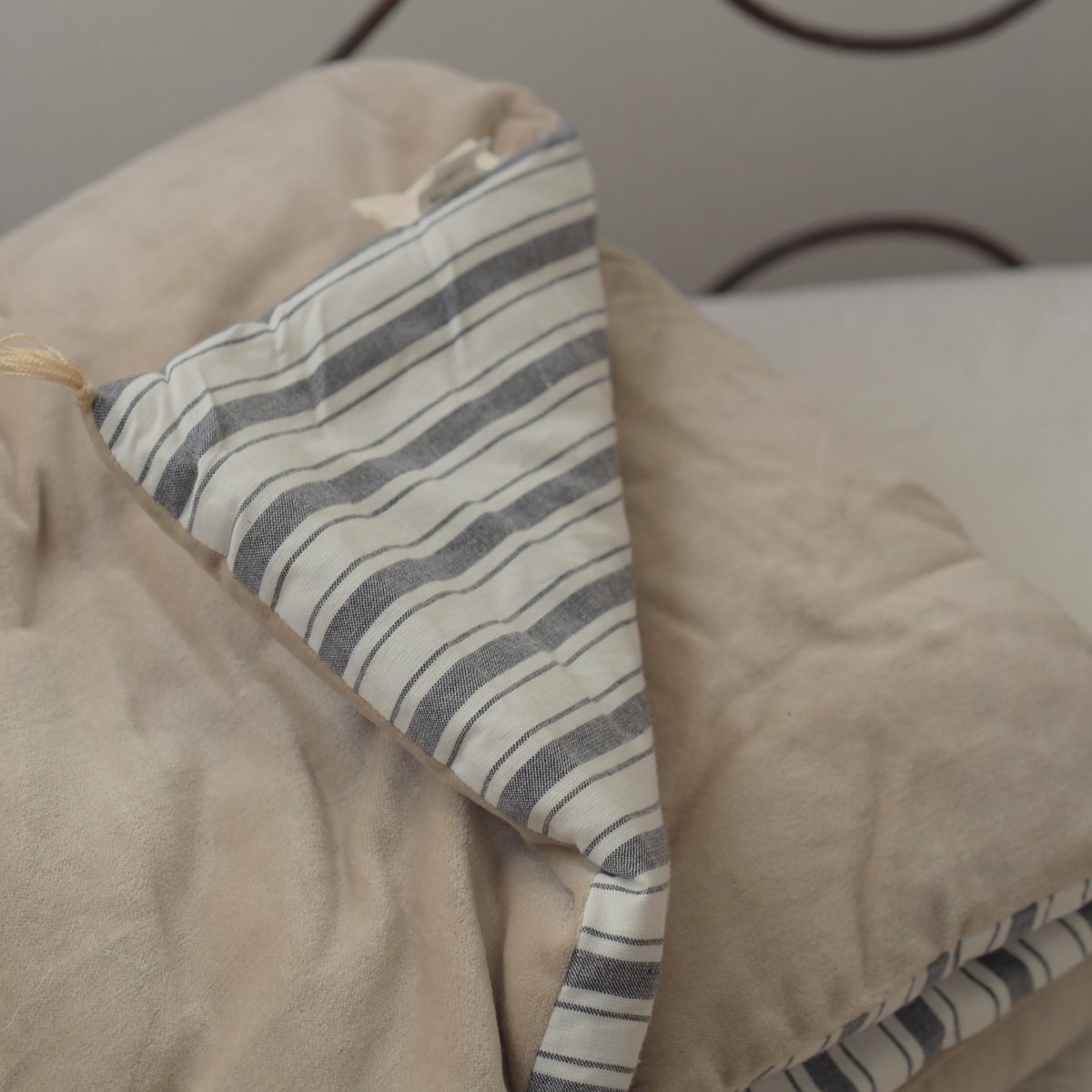 bagaille バガイユ キルト 無地xストライプ gray 100x190 | ALCHE