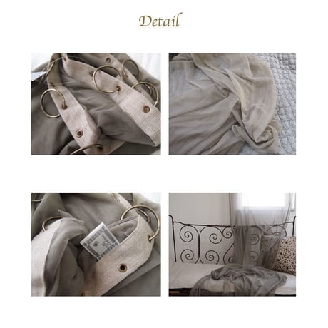*en fil d'Indienne カーテン Tulle curtain gray 120x300