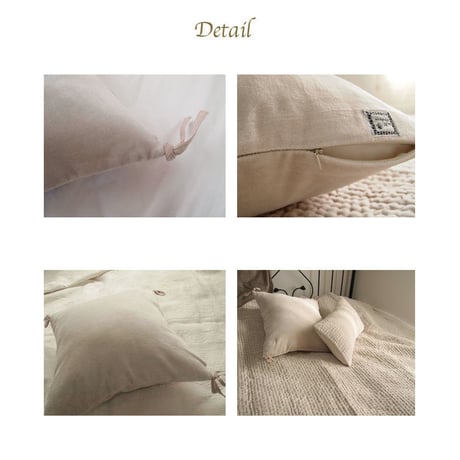 en fil d'Indienne オンフィルダンディエンヌ クッションカバー Vague ecru 45x45【中材なし】