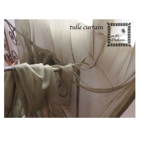 en fil d'Indienne オンフィルダンディエンヌ カーテン Tulle curtain Khaki 120x300