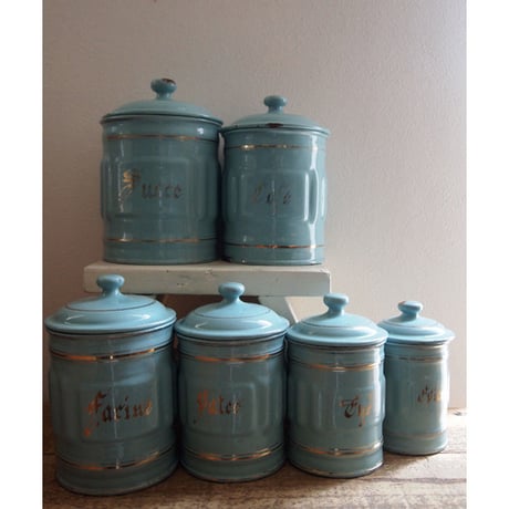 ブロカント Enamel canister6セット エナメル　キャニスター