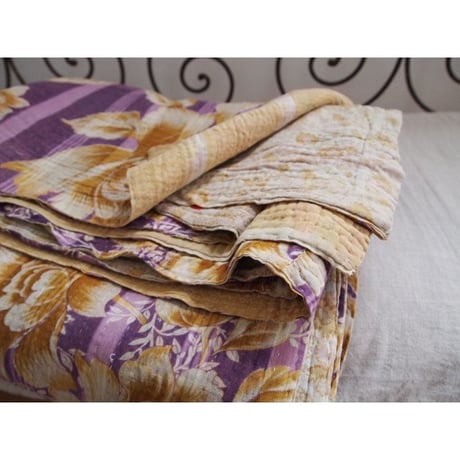 en fil d'Indienne マルチキルトカバー Antique Kantha C150x230