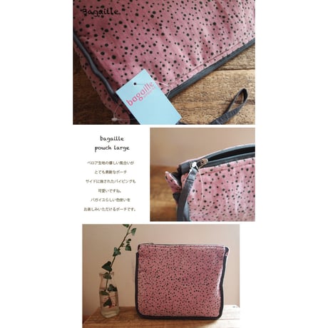 Bagaille バガイユ ポーチ Dots L pink