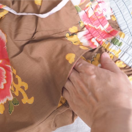 bagaille バガイユ コットンルームパンツ ボタン柄 brown