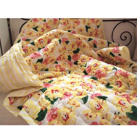 Le petit Lucas プチルカ baby quilt 105x140 yellow flower