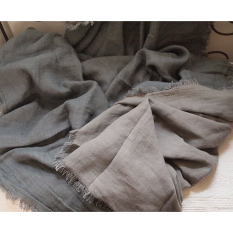 en fil d'Indienne マルチキルトカバー Linen natural 130x250
