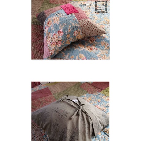 en fil d'Indienne オンフィルダンディエンヌ クッションカバー Jaipur gray 45x45【中材なし】