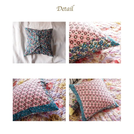 【ネコポス対応可】en fil d'Indienne クッションカバー Patchy Pink 45x45 【中材なし】