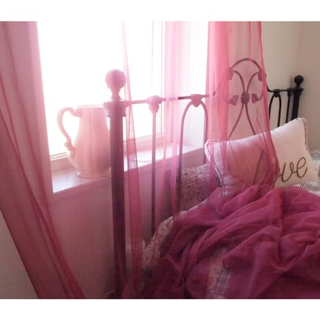 *en fil d'Indienne カーテン Tulle curtain framboise 120x300