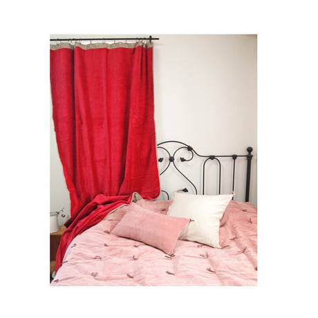 en fil d'Indienne カーテン Velour Rose 130x280