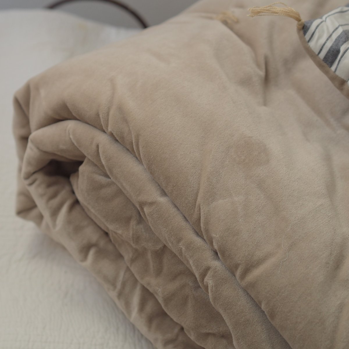 bagaille バガイユ キルト 無地xストライプ gray 100x190 | ALCHE