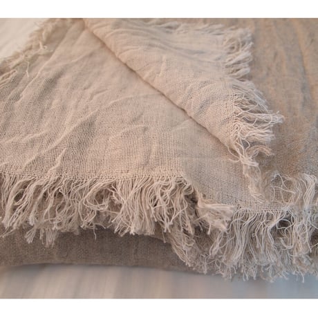 en fil d'Indienne マルチキルトカバー Linen natural 130x250