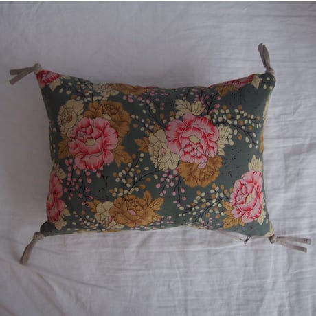 en fil d'Indienne クッションカバー Bloom  green 25x35【中材あり】