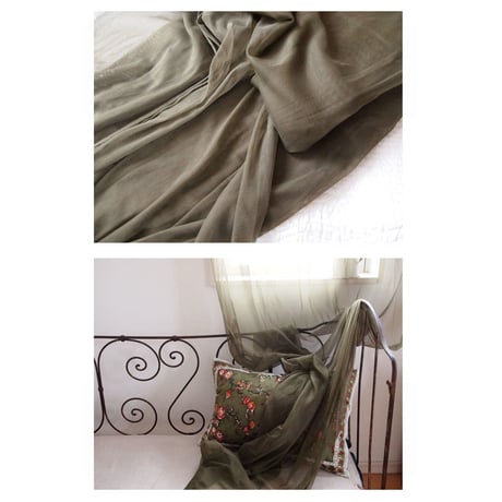 en fil d'Indienne オンフィルダンディエンヌ カーテン Tulle curtain Khaki 120x300