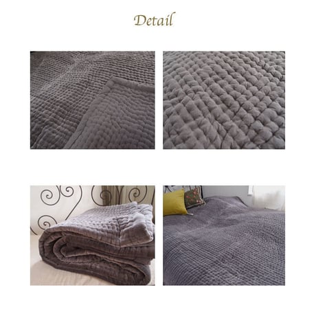 en fil d'Indienne マルチキルトカバー Vague Anthracite 160x160