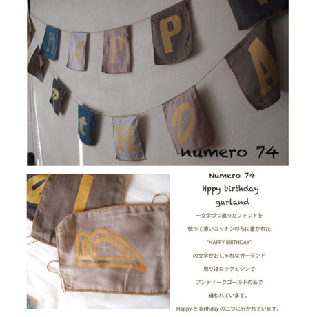 Numero74 ヌメロ74 appyBirthday Garland ハッピーバースデーガーランド blue