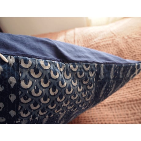 en fil d'Indienne オンフィルダンディエンヌ クッションカバー Aloes indigo 65x65 【中材なし】