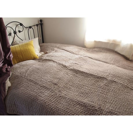 en fil d'Indienne マルチキルトカバー Vague Beige 160x160