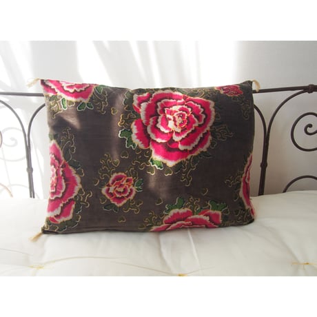 bagaille バガイユ クッションカバー velour Pivoine d.grey 45x50  中材付