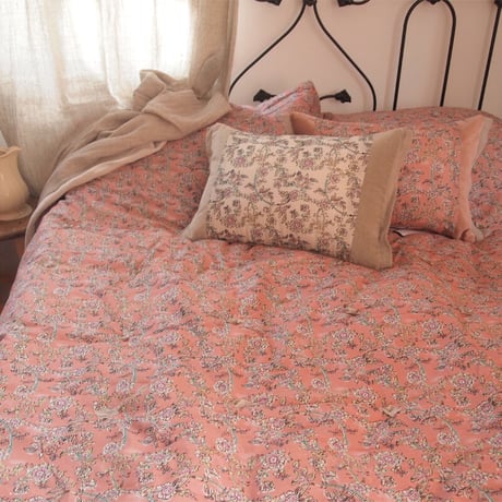 en fil d'Indienne マルチキルトカバーAnna Couleurs 140x240  rose