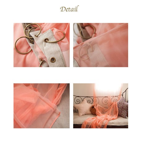 en fil d'Indienne カーテン Tulle curtain rose 120x300