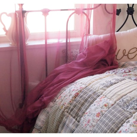 *en fil d'Indienne カーテン Tulle curtain framboise 120x300