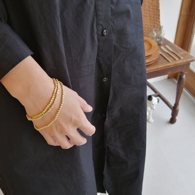 fog linen work ブラスビーズネックレス ゴールド | mikke