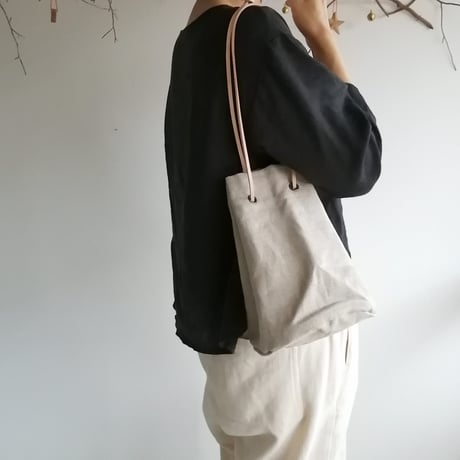 リネン巾着バッグ  Natural
