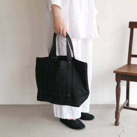 リネンのトートバッグ Black