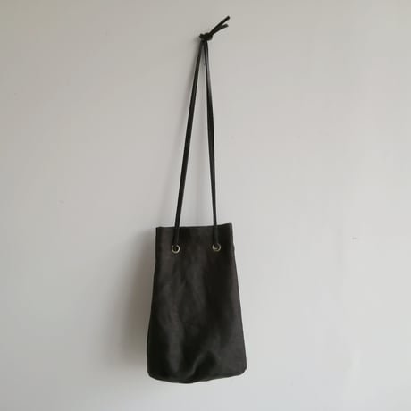 リネン巾着バッグ  Black