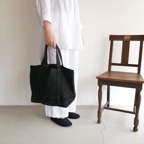 リネンのトートバッグ Black