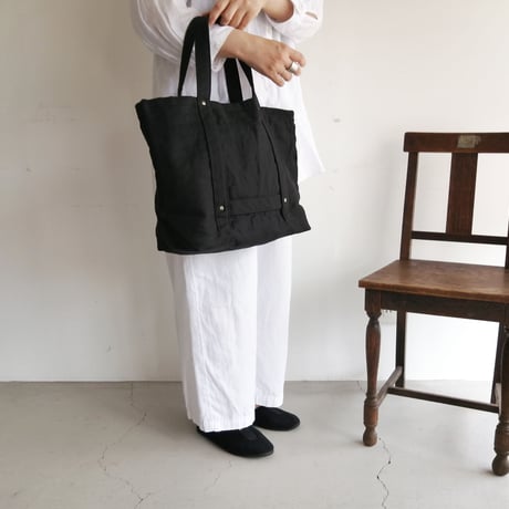 リネンのトートバッグ Black