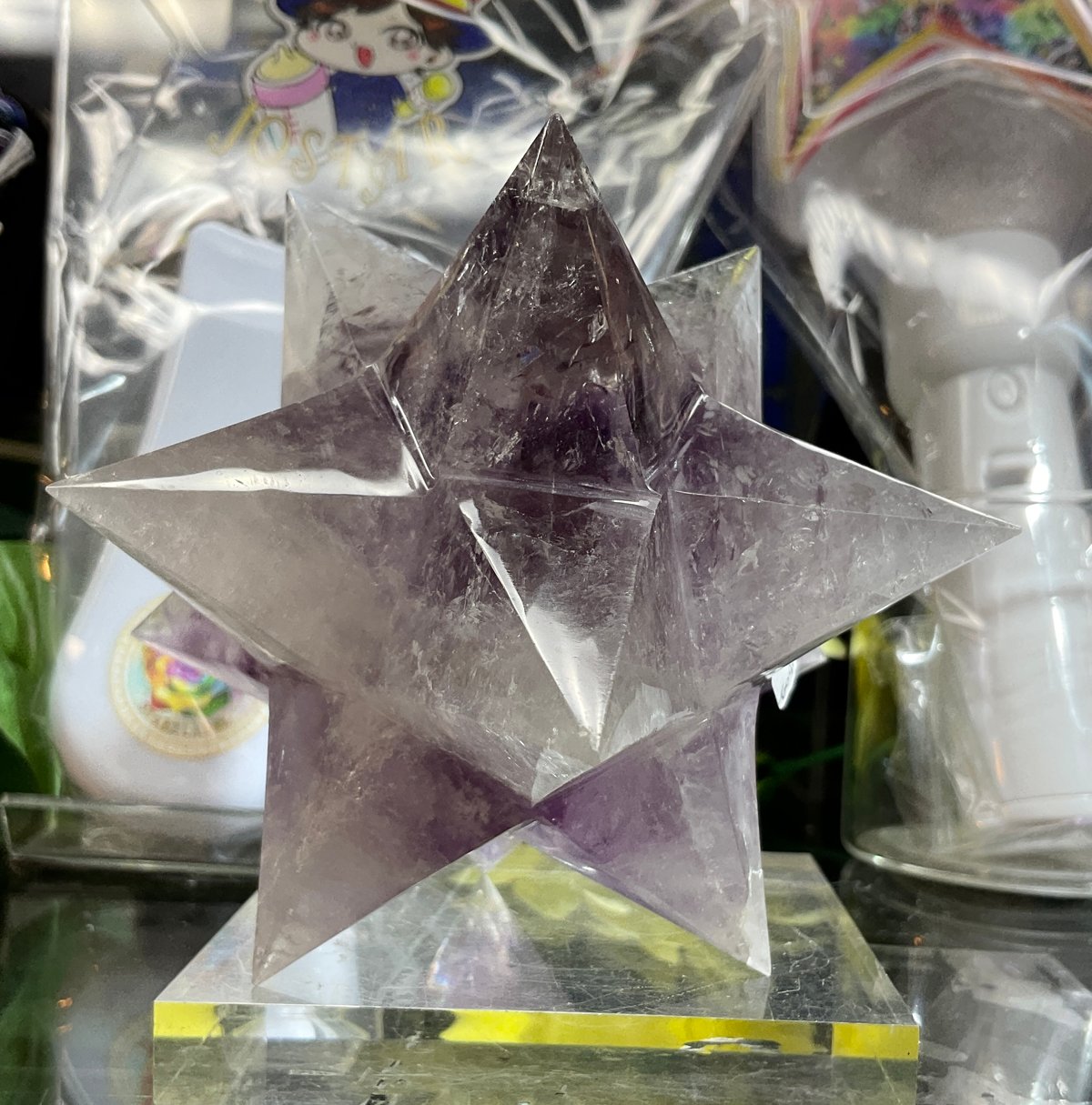 ☆特別出品☆透明度と綺麗なクラック☆究極形状☆アメジスト アステロイド 天然石 虹入り アメジストファントム（紫水晶）アステロイド 小星型12