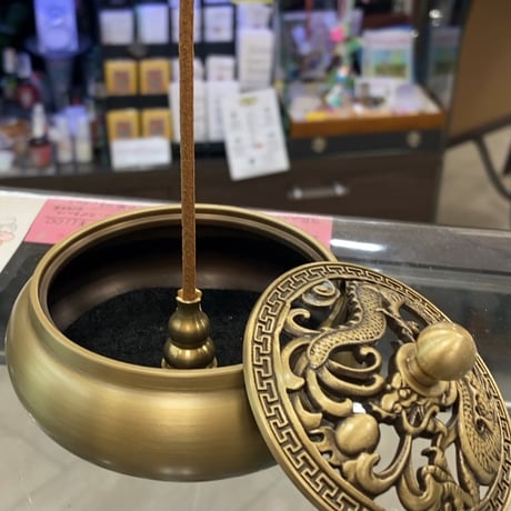【お香立て】龍の彫刻入り香炉