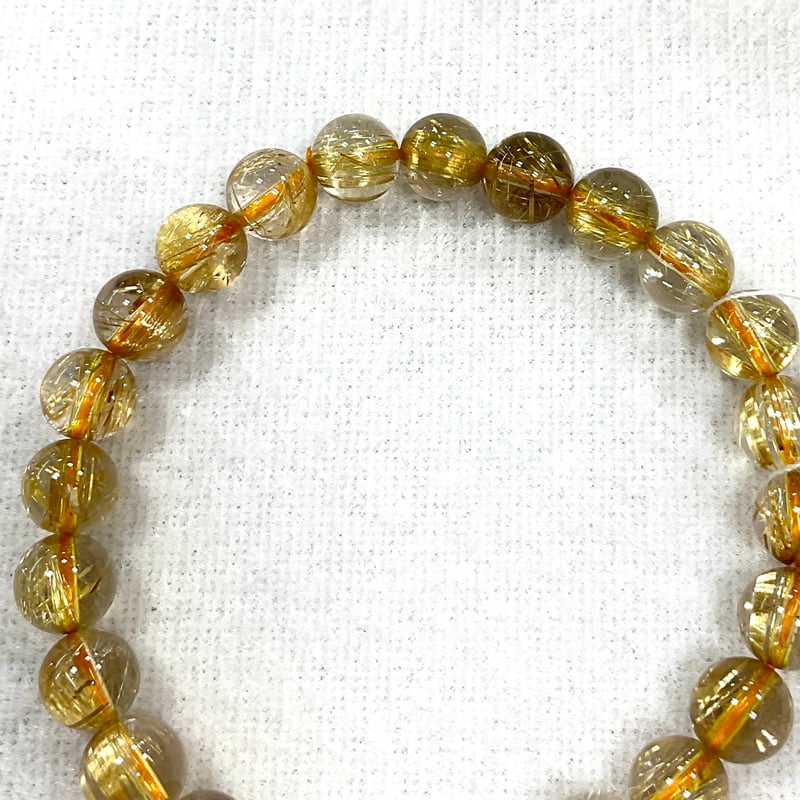 高品質✨タイチンルチルブレスレット 高品質】タイチンタイガールチルクォーツ 14mm～14.5mm玉