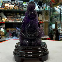 【昇龍】運気上昇！アメジストの大きな龍彫刻　（台付）　421g