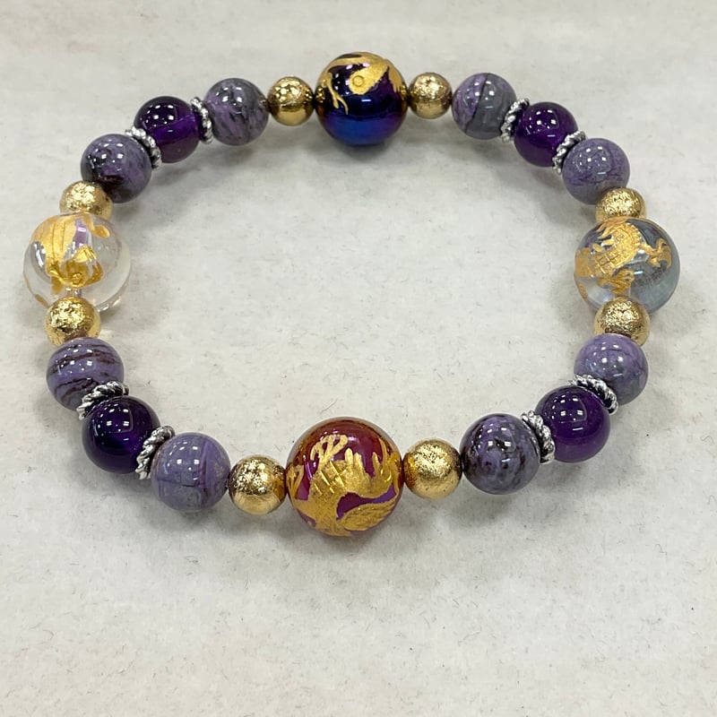 ⭐️一点物⭐️貔貅スギライト＋大玉チャロナイト⭐️ ブレスレット パワーストーン ⭐️一点物⭐️貔貅スギライト＋大玉チャロナイト